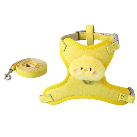 Vest Leash - Durable and Safe - For Dogs and Cats - Yellow Chick - M - 1pc