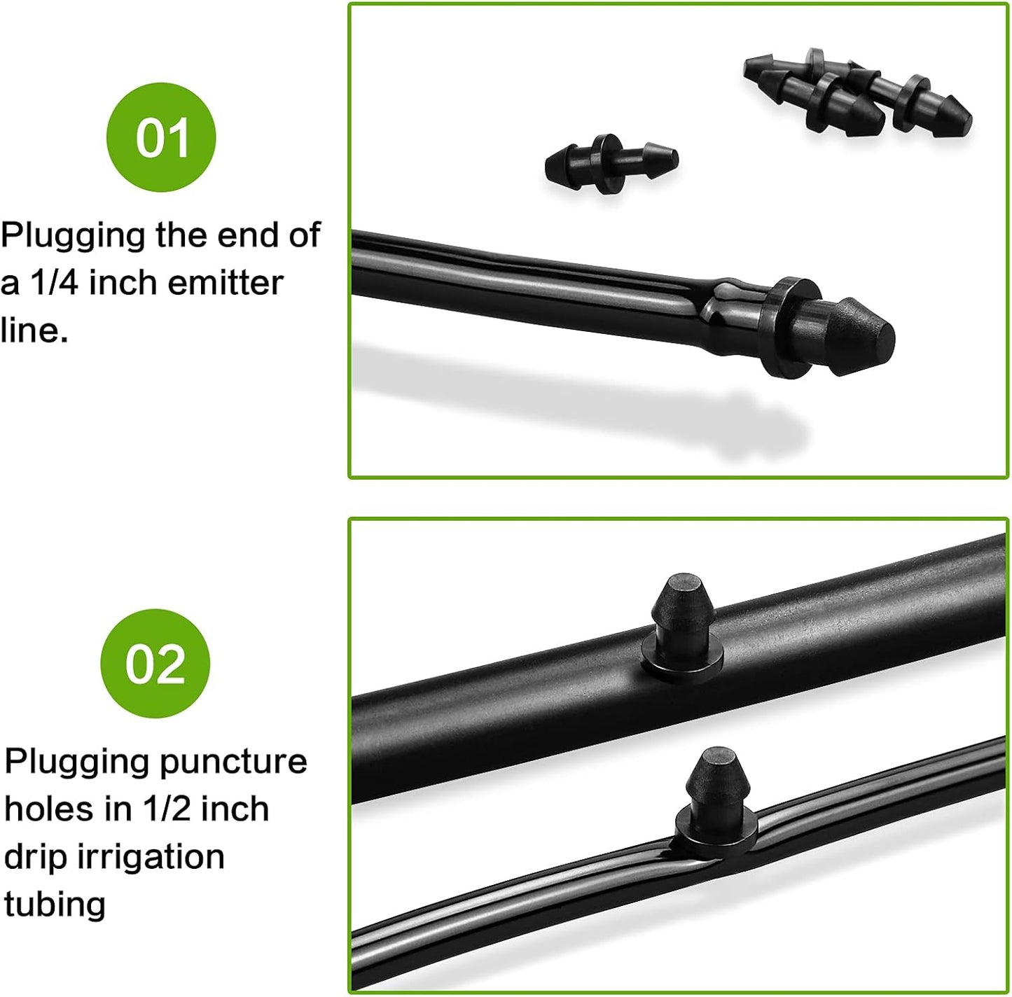 50 pieces 1/4" drip hose fittings end plug, 1/4" drip irrigation with barb end closure for garden sprinkler systems