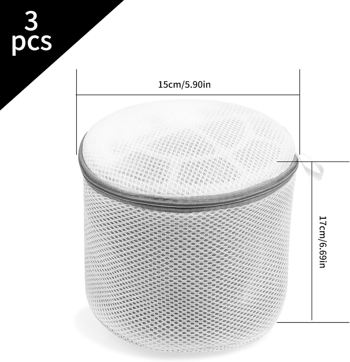 3 pieces bra washing net for washing machine, laundry bag for washing machine, laundry bag, net with zipper, for bras, shoes, underwear, delicate laundry bags, 17 x 15 cm