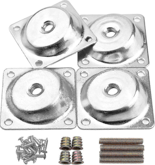 Mounting plates for 14 degree angle legs, furniture table leg mounting plates, brackets, T-plate, M8 sofa legs with suspension bolts, converters, screws, complete set