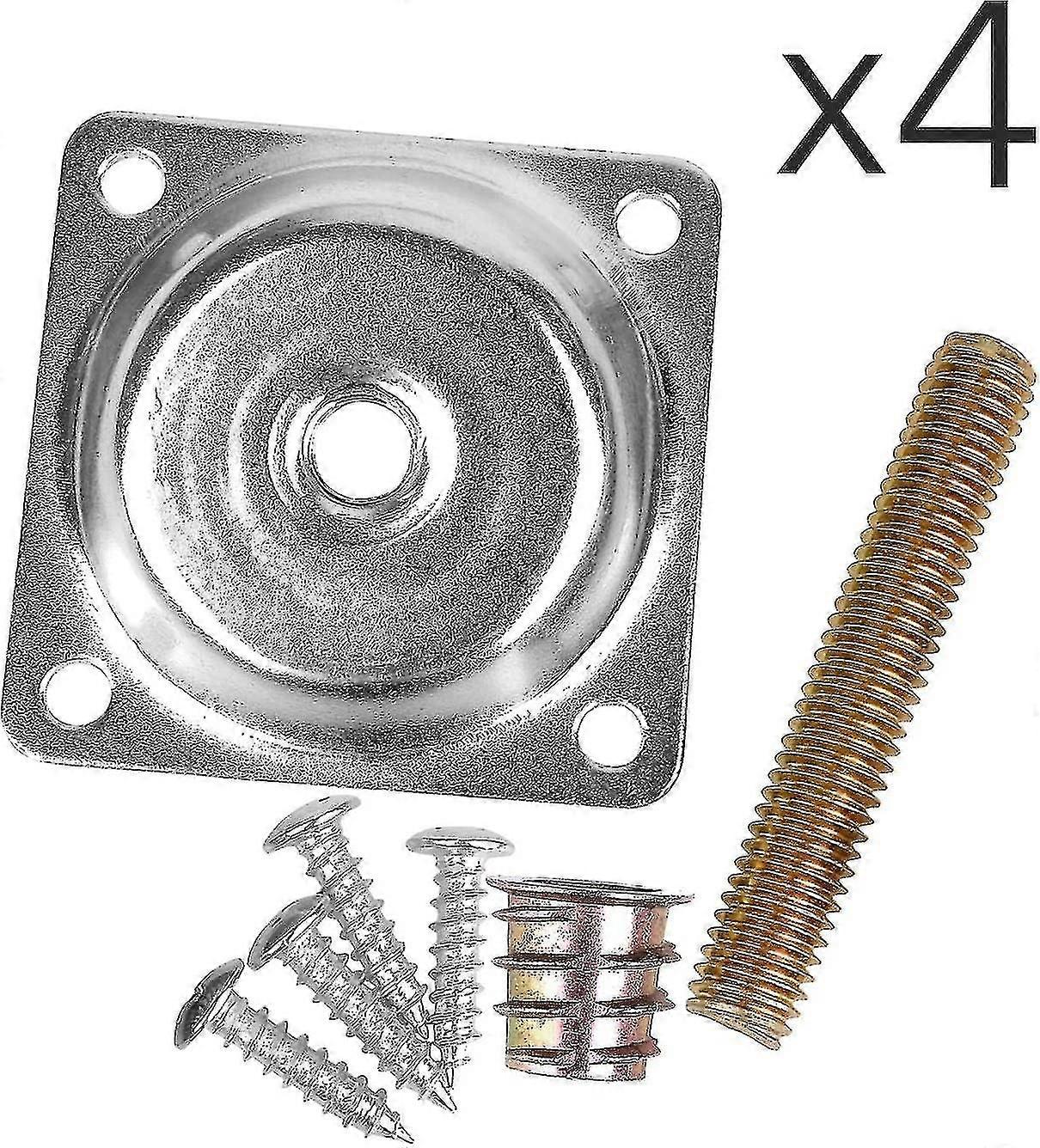 Mounting plates for 14 degree angle legs, furniture table leg mounting plates, brackets, T-plate, M8 sofa legs with suspension bolts, converters, screws, complete set