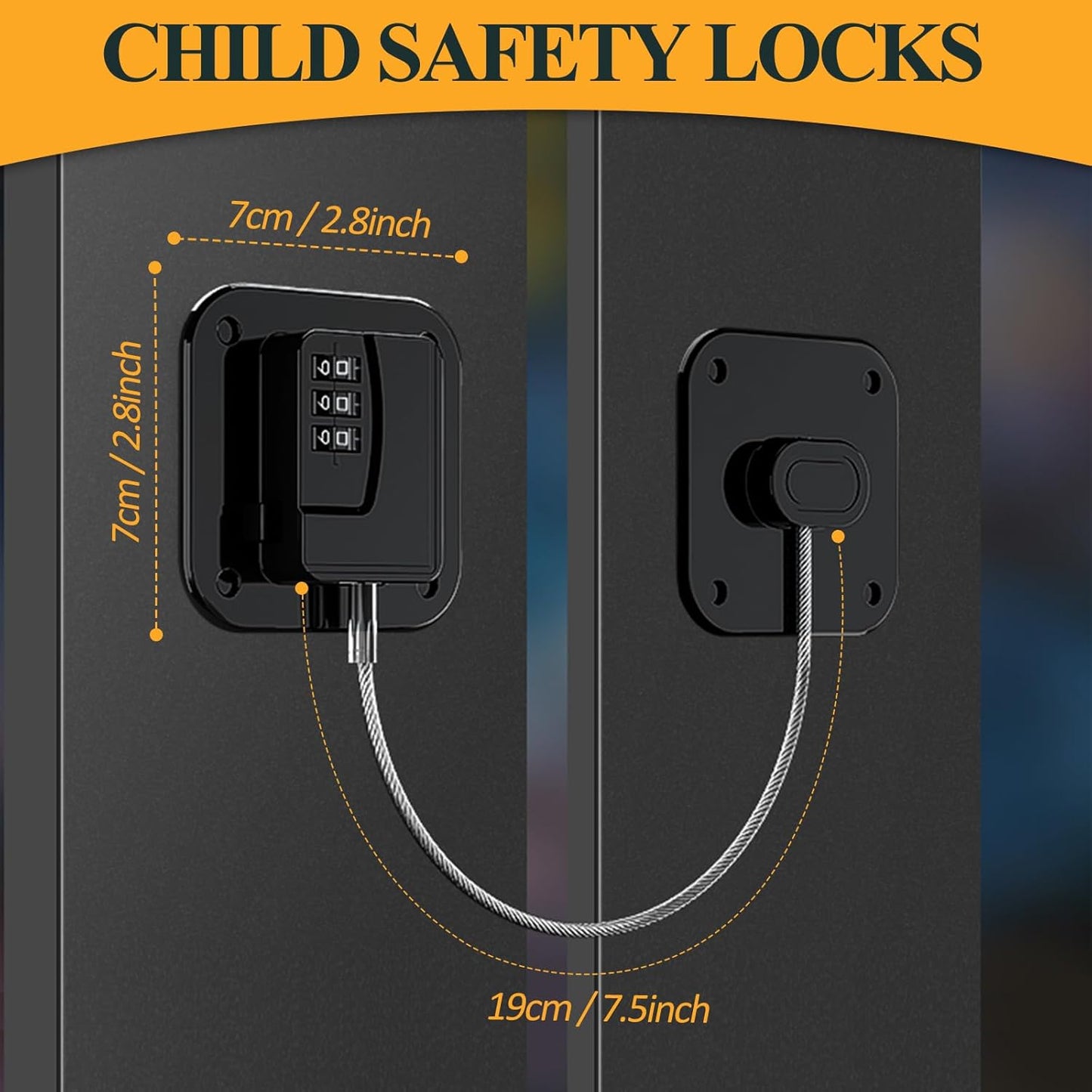 Child Lock Window Locks Refrigerator Locks - Suitable for Baby Safety - High Quality Child-Proof Refrigerator Locks - Strong Self-Adhesive No Drilling Required Window Drawer Cabinet - Pack of 2