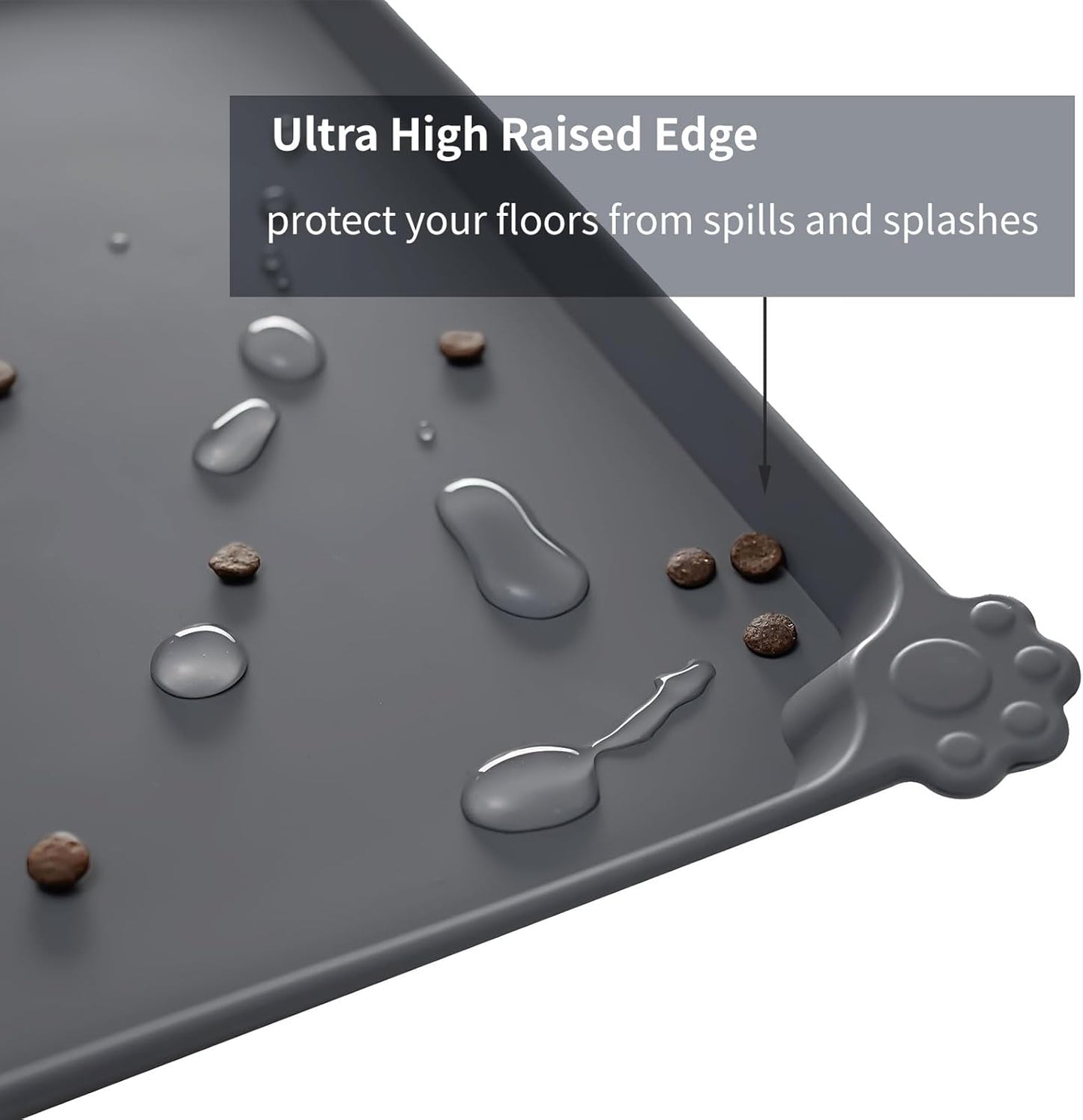 Pet Feeding Mat - Waterproof, Thick & Weighted - Place Mats for Cat & Dog Water Bowls - Dog & Cat Feeding Mats for Messy Water Bowls - Prevents Spills & Protects Floors