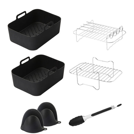 Airfryer Accessory Set - Silicone Liner, Grill, Steam Basket, Baking Tray and Pan - Set of 7
