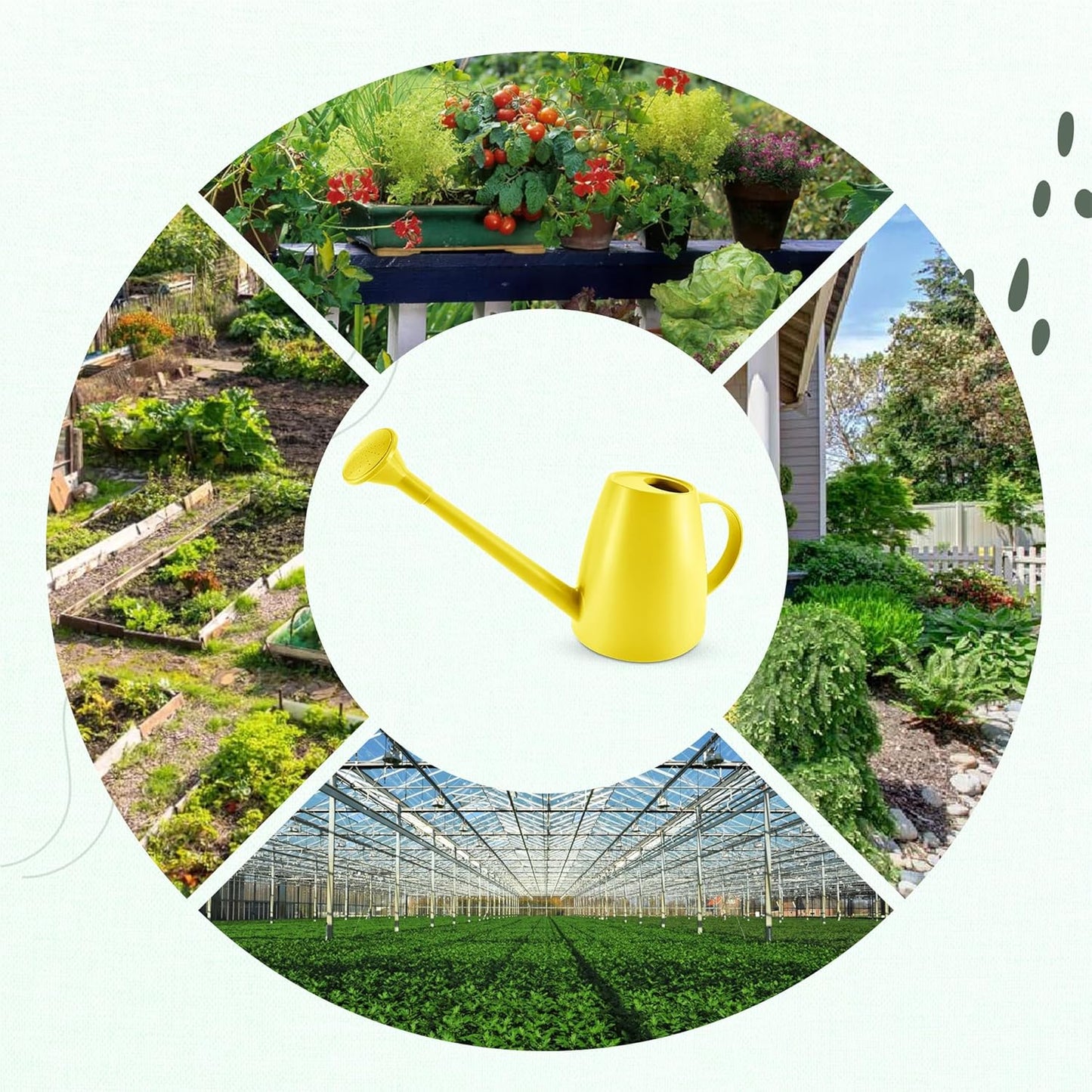 Plastic watering can - Plastic sprayer - Durable garden watering can - For plants and flowers - Easy-to-pour watering can for outdoor and indoor use - 1.8L Yellow