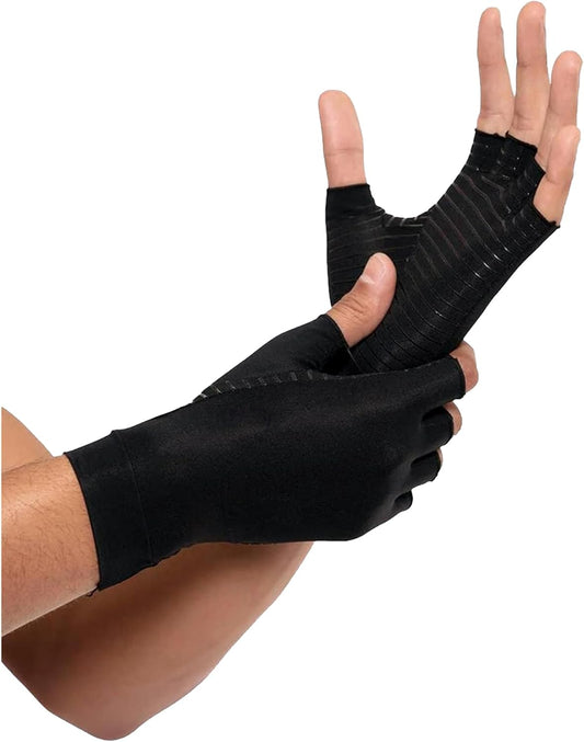 Rheumatism Gloves - Compression Gloves - Unisex - Osteoarthritis - Rheumatism - Arthritis - RSI - Carpal Tunnel Syndrome - M - Copper Half Finger