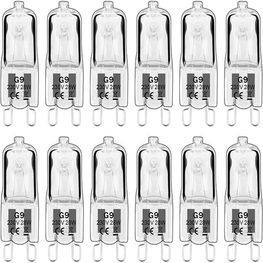 Halogen lamp - G9 Clear halogen lamp - Warm yellow light - 230V 28W - Suitable for pendant lamps - 10 pieces