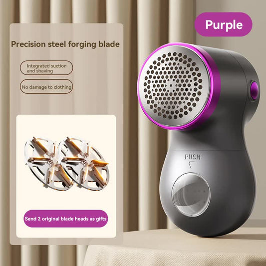Electric Lint Remover - Rechargeable Lint Shaver - 3 Speeds & Digital Display - Includes 2 Original Blades - Purple