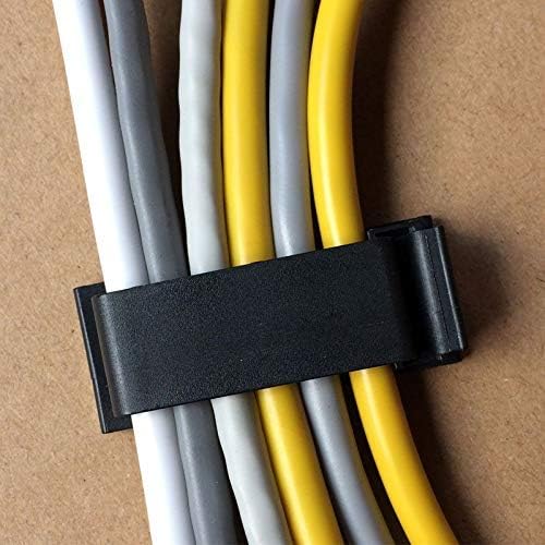 Adjustable Cable Clamps Black - Set of 50 - Self-Adhesive Cable Clips - Cable Management for Desk & TV