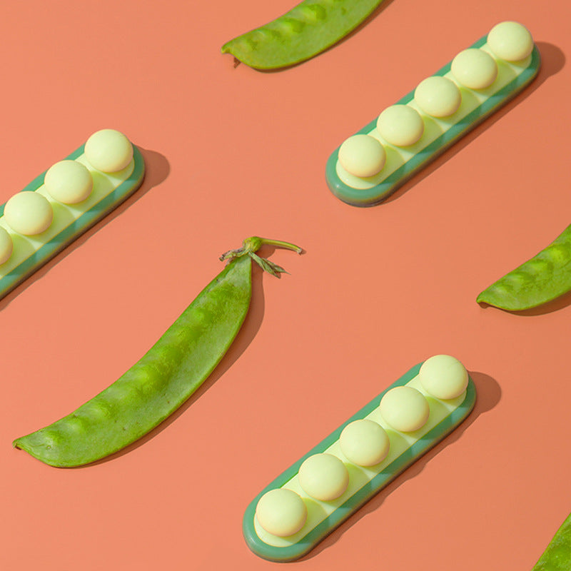 Pea Pod Cable Organizer - Green - Self-Adhesive Cable Holder - Silicone - For Office & Home