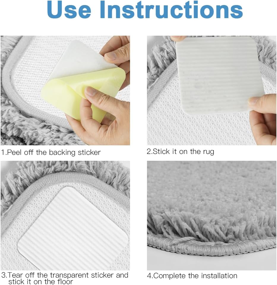 Rug Stoppers Square - Set of 4 - 10 x 10 cm - Anti-Slip Pads for Carpet - Washable & Reusable - Black