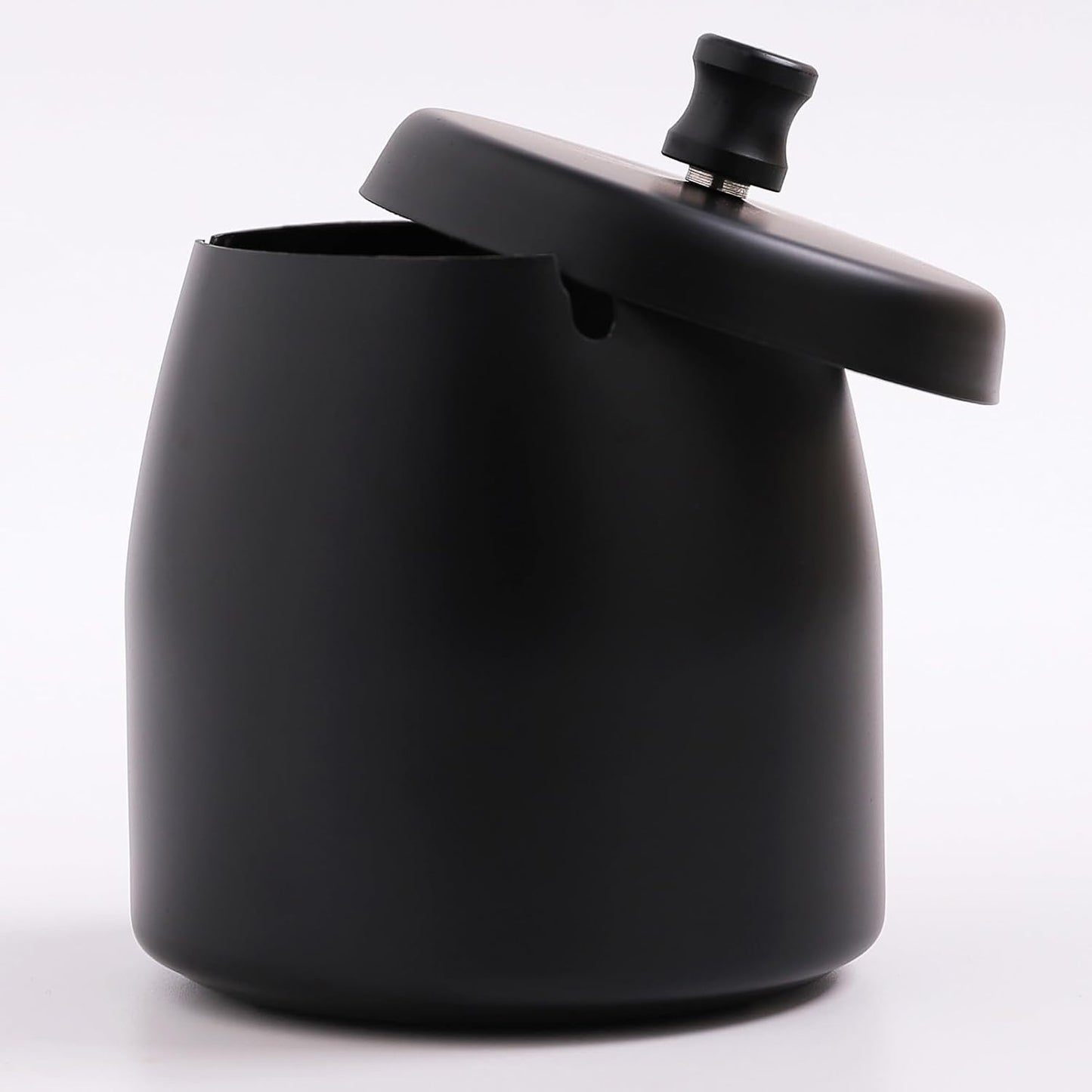 Stainless Steel Ashtray with Lid - Black - Ø 8 cm - Wind Ashtray for Outdoor & Indoor Use - Storm Ashtray