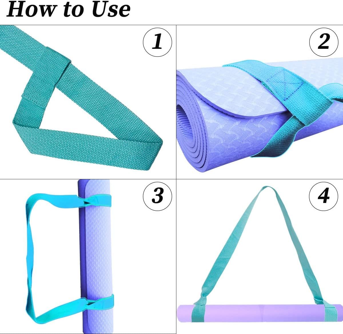 Adjustable Yoga Mat Carry Strap, Easy Cinch Shoulder Sling for Yoga Mats, Pilates Mats and Fitness Gear, Light Blue