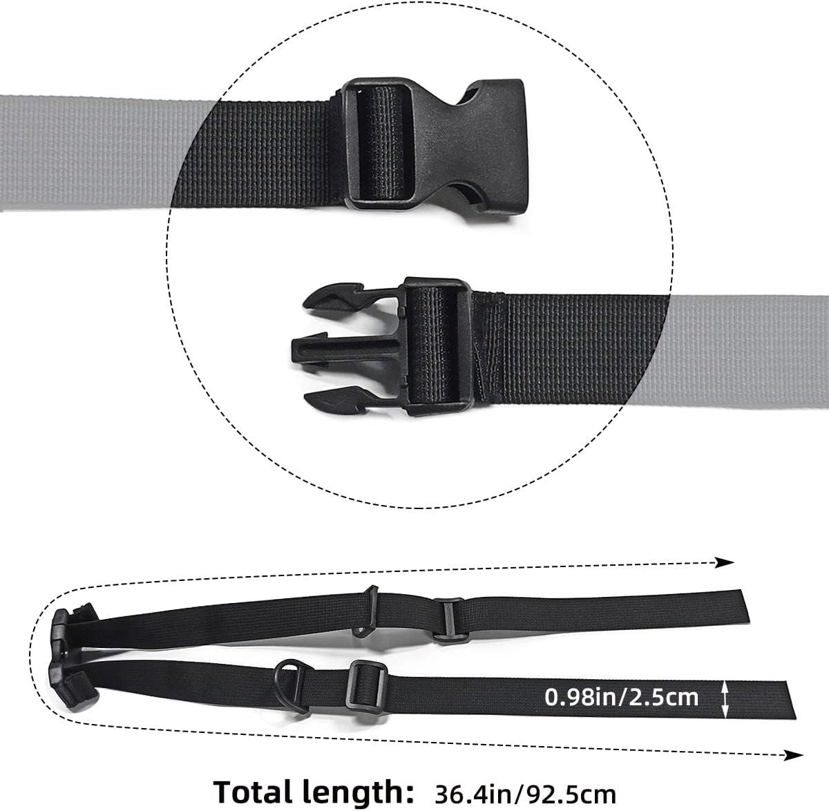 2 Pack Adjustable Backpack Chest Straps, Replacement Sternum Harness Straps for Hiking, Running, Camping and Travel Backpacks, Black
