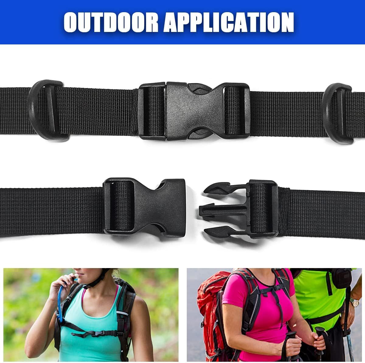 2 Pack Adjustable Backpack Chest Straps, Replacement Sternum Harness Straps for Hiking, Running, Camping and Travel Backpacks, Black