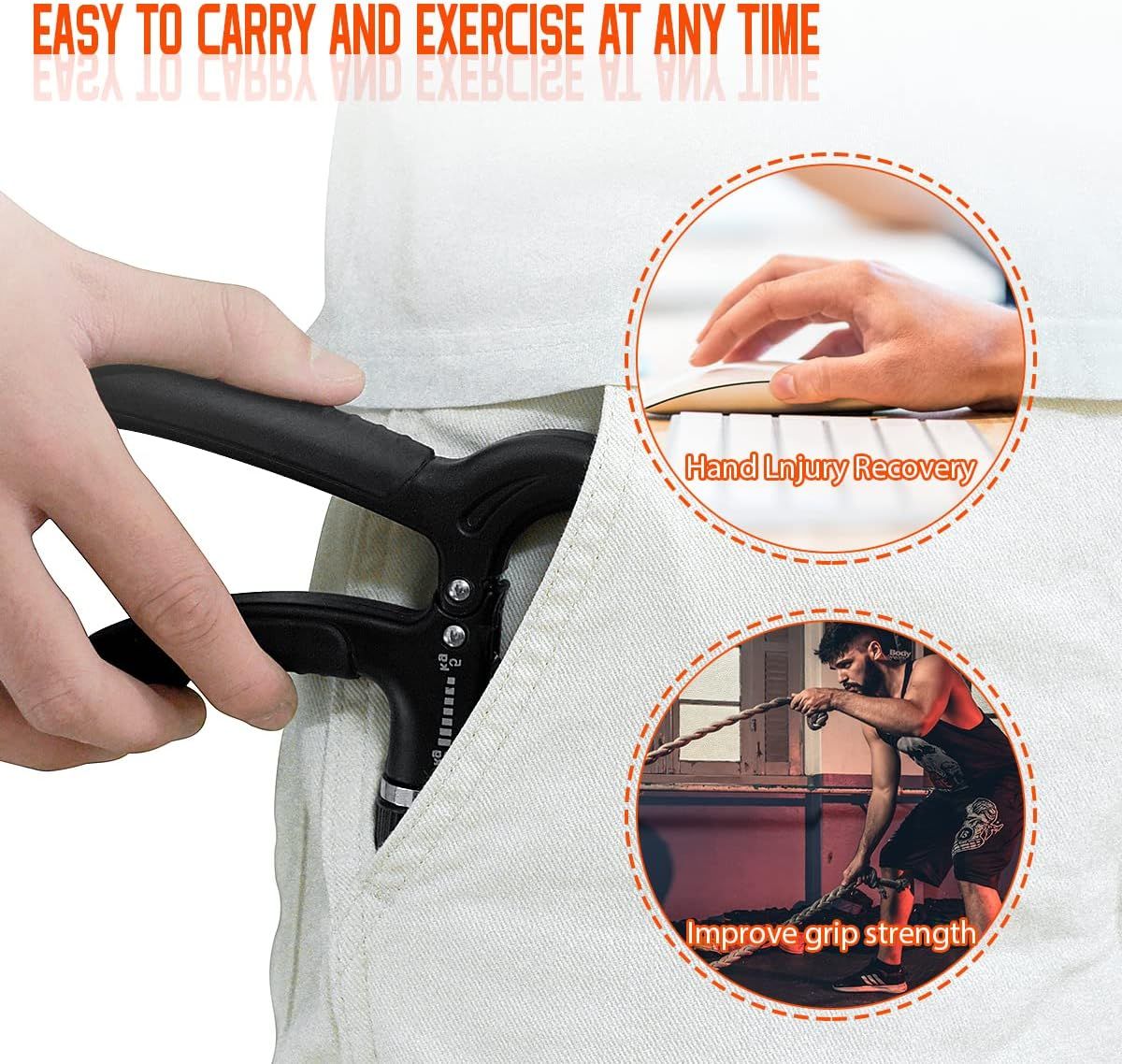 2 Pack Adjustable Hand Grip Strengtheners, Forearm Exercisers with 5 to 60 kg Resistance for Hand Training, Fitness and Rehabilitation