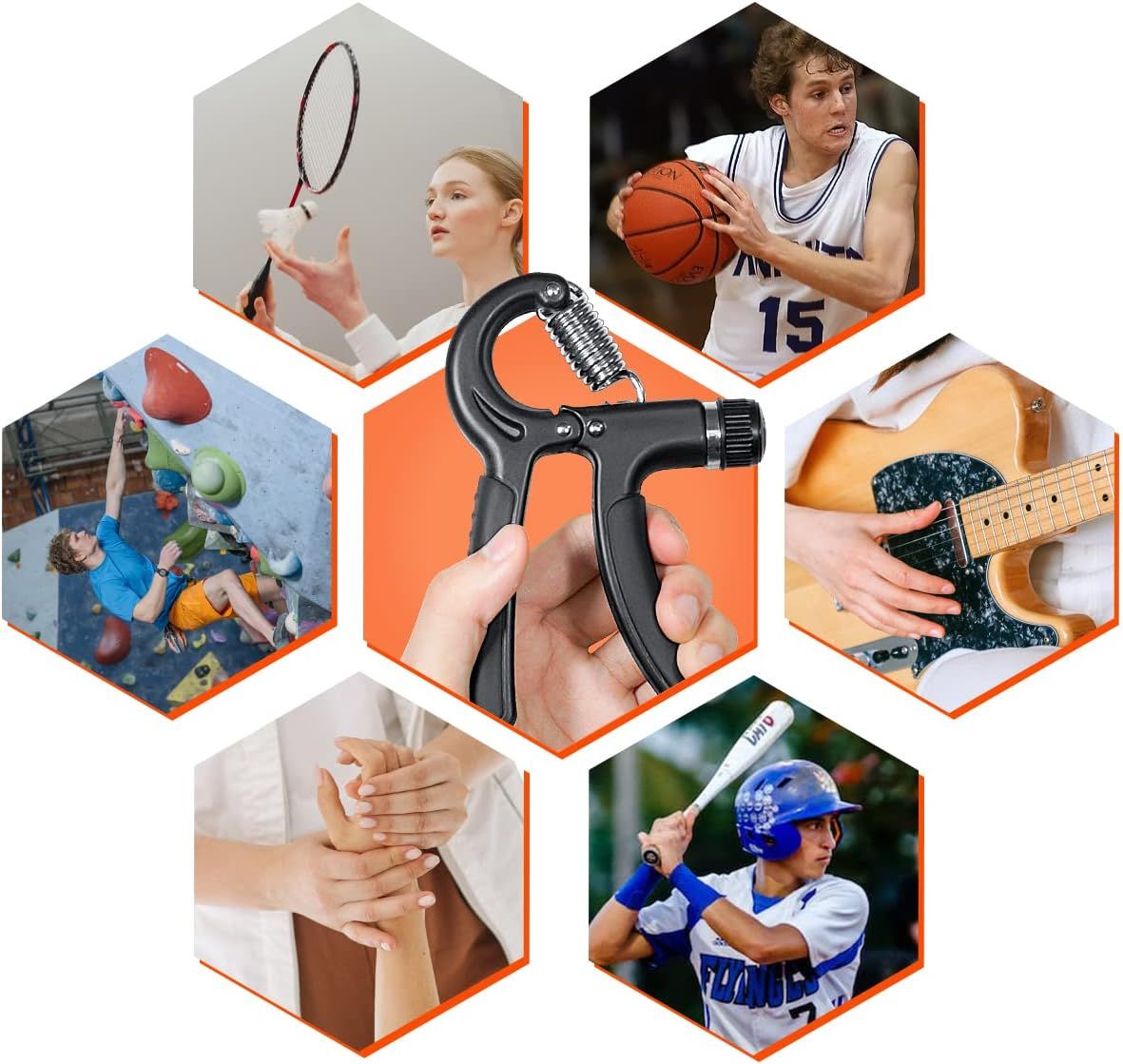 2 Pack Adjustable Hand Grip Strengtheners, Forearm Exercisers with 5 to 60 kg Resistance for Hand Training, Fitness and Rehabilitation