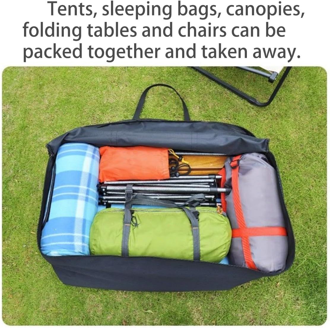 Foldable Heavy Duty Travel Duffle Bag, Sports Storage Bag for Camping, Hiking, Gym Equipment and Team Travel, Black, 70.1 x 30 x 25.9 cm