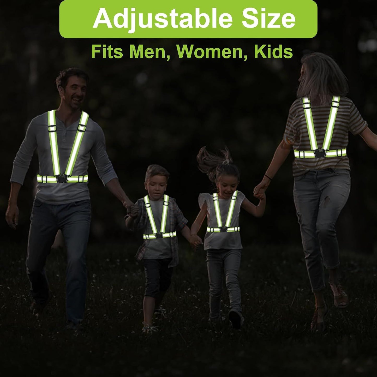 2 Pack High Visibility Reflective Safety Vests, Adjustable Running Gear for Cycling, Jogging, Walking and Night Exercise, Orange