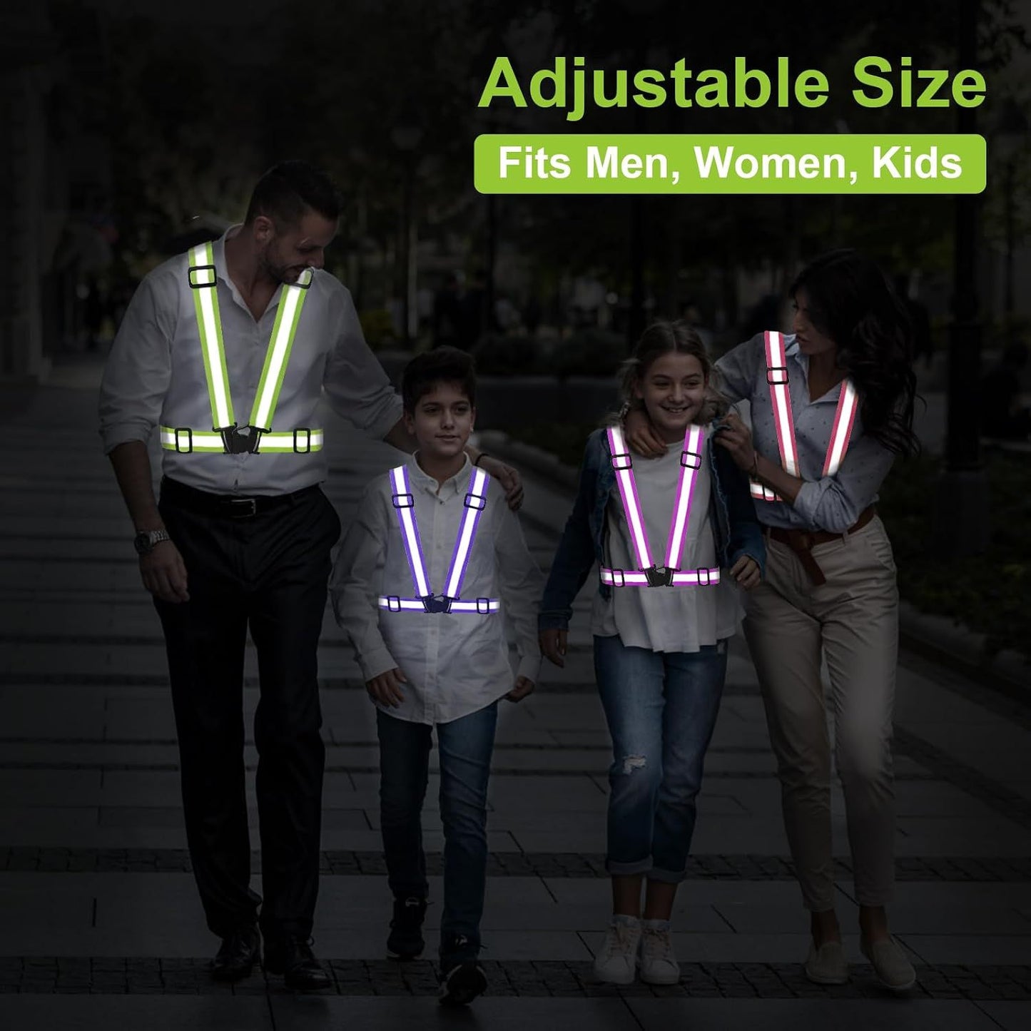 2 Pack High Visibility Reflective Safety Vests, Adjustable Running Gear for Cycling, Jogging, Walking and Night Exercise, Blue