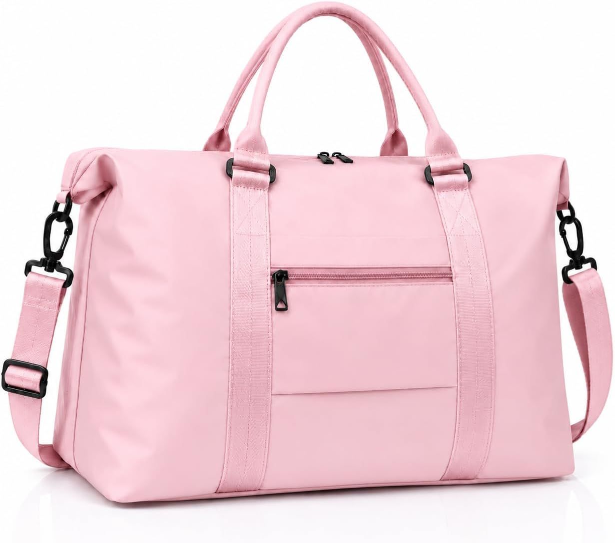 Travel Duffle Bag with Trolley Sleeve, Weekender Overnight and Gym Bag for Carry On Travel, Hospital Stays and Short Trips, Pink
