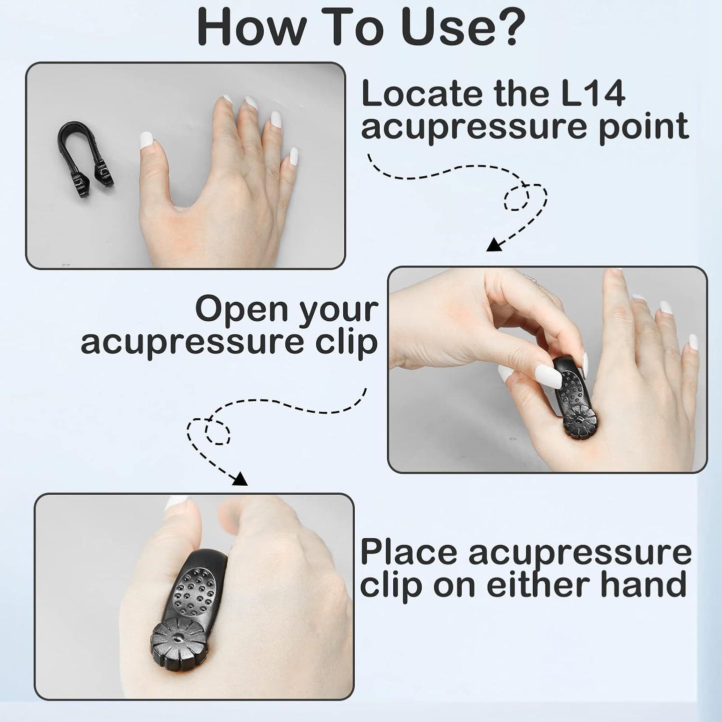 2 Pack Migraine Pressure Point Clip, Headache Relief Acupressure Hand Clip, LI4 Acupressure Point Clips Relief Tension Anxiety Device