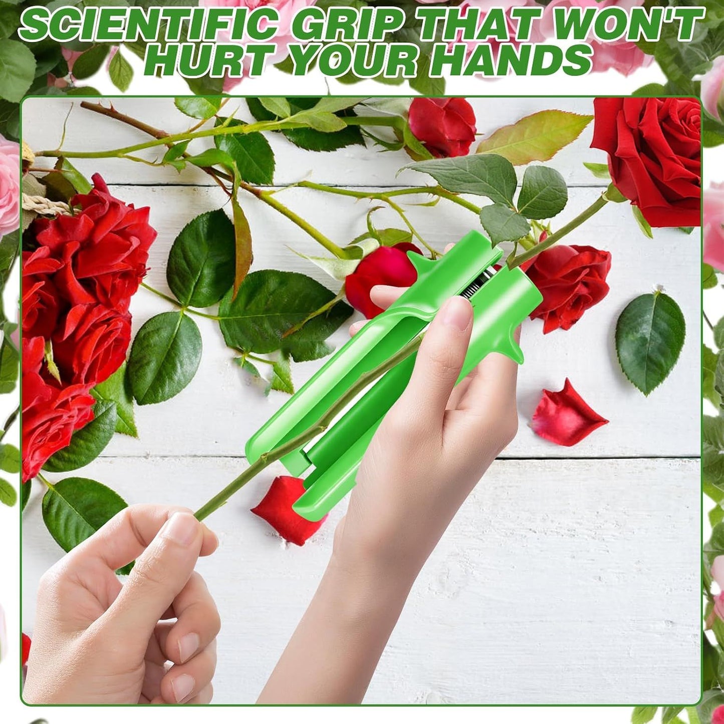 Green Rose Thorn Stripper Tool, Flower Stem Cleaner and Leaf Remover for Floral Arrangements, Gardening, Home Use and Professional Florists
