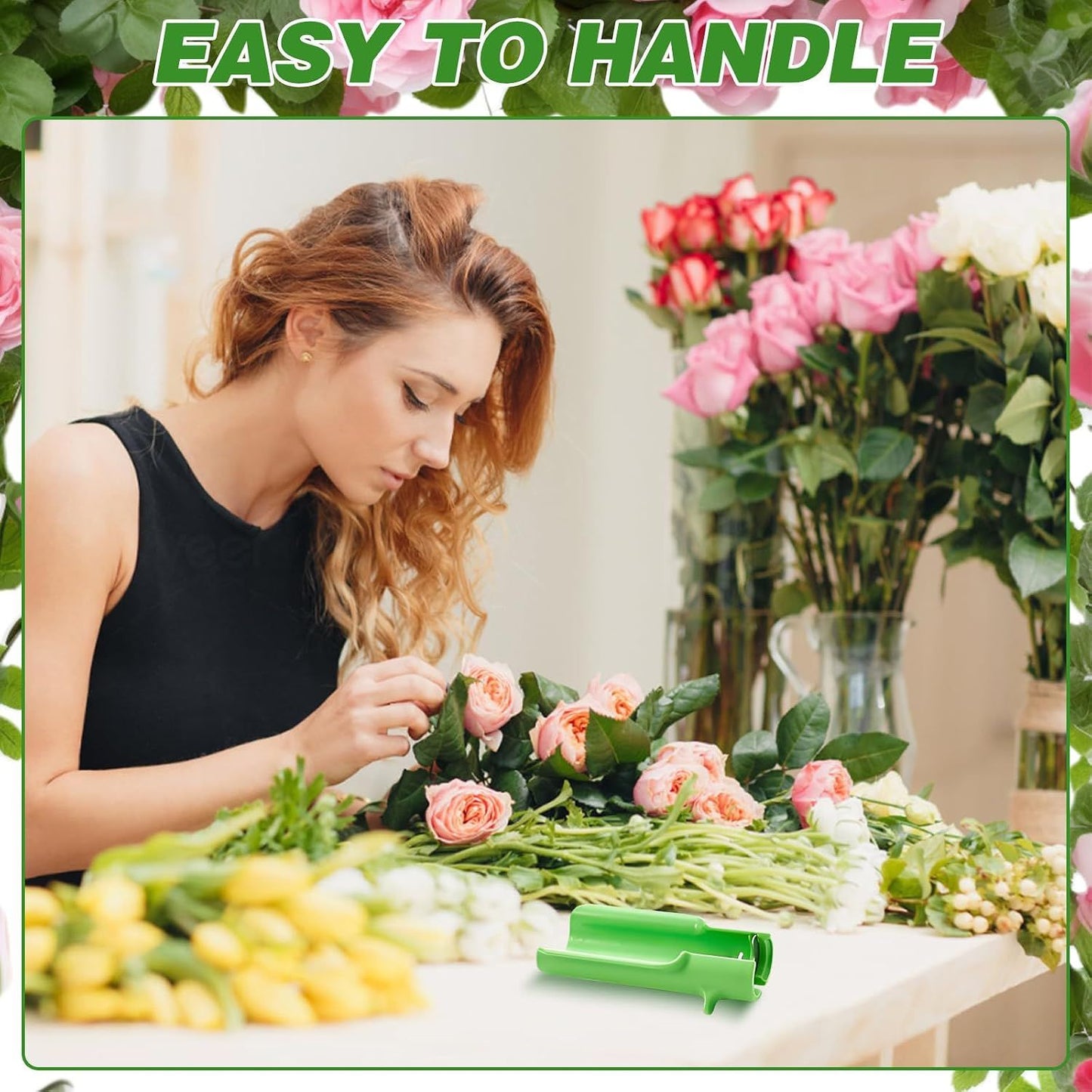 Green Rose Thorn Stripper Tool, Flower Stem Cleaner and Leaf Remover for Floral Arrangements, Gardening, Home Use and Professional Florists