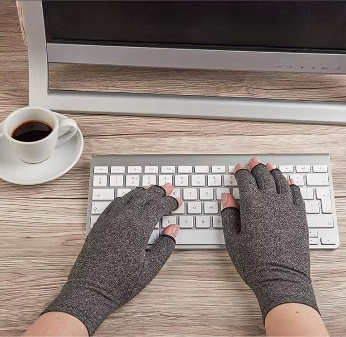 Fingerless Gloves, Wrist Warmers, Windproof Thermal Comfort, for Cold Weather, Travel and Daily Winter Wear, 22 x 8.8 cm, XL, Grey