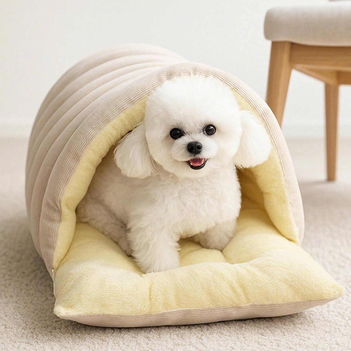 Cat Basket, Cat House, Cat Bed, Puppy Bed Cave, Nest-shaped Crate, for Daily Pet Care and Home Use, 45 x 30 x 19 cm, Beige