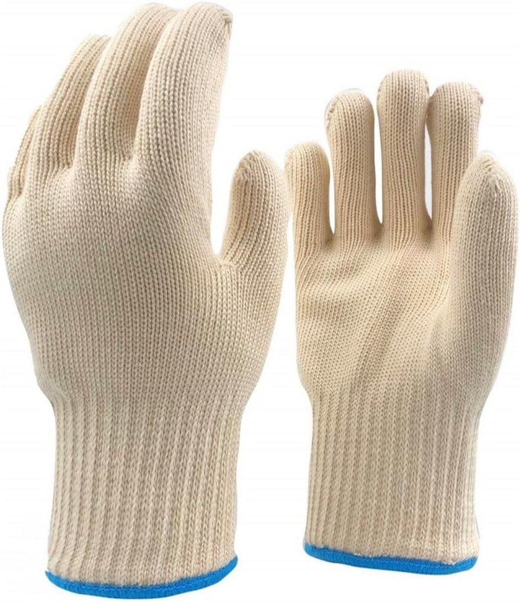 1 Pair, BBQ gloves, Oven mitts, Thickened thighs, Heat resistant, Thickened knitted cotton, for Cold Weather, Travel and Daily Winter Wear, White
