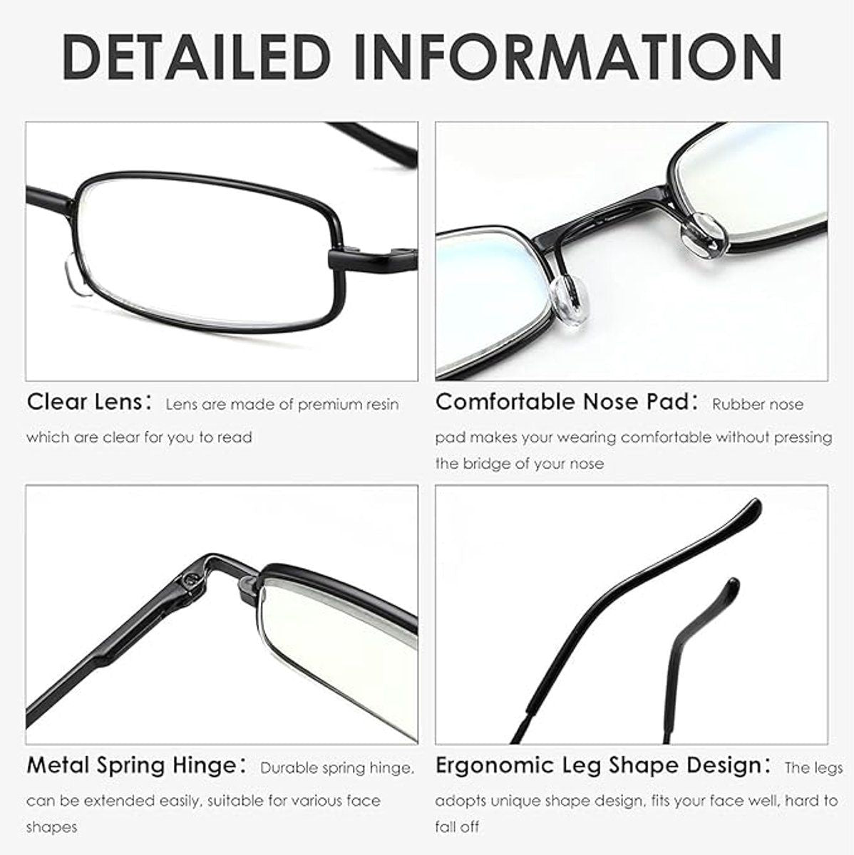 2 Pack, Ultra-Thin Metal Reading Glasses with Portable Carrying Case, Blue Light Blocking Lenses for Women and Men, 2.0 Diopters, Black and Blue