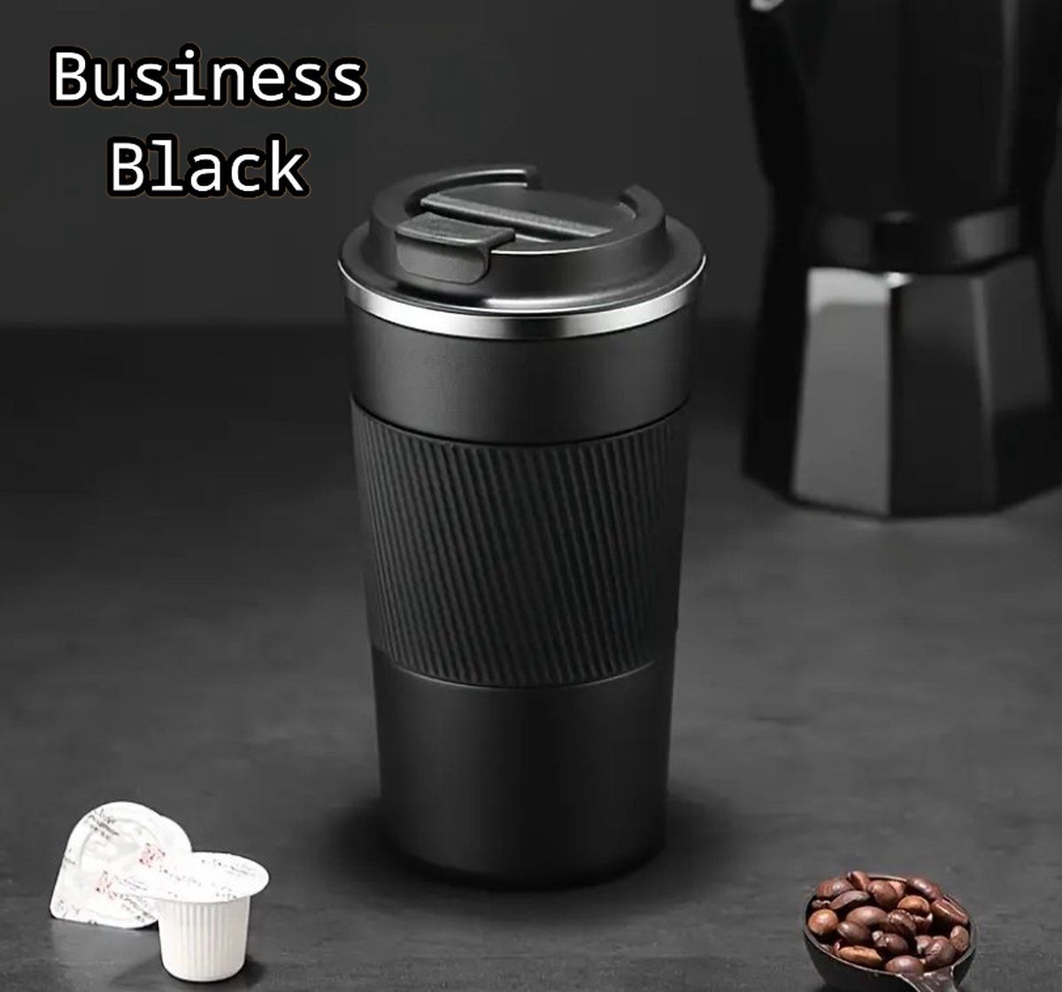 380 ml Leakproof Travel Mug, Insulated Coffee To Go Cup with Secure Lid for Commuting, Office, Car and Daily Drinks, Black