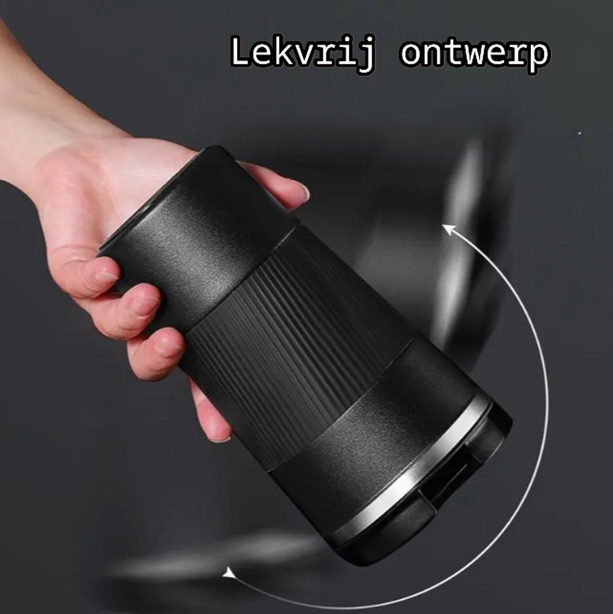 380 ml Leakproof Travel Mug, Insulated Coffee To Go Cup with Secure Lid for Commuting, Office, Car and Daily Drinks, Black