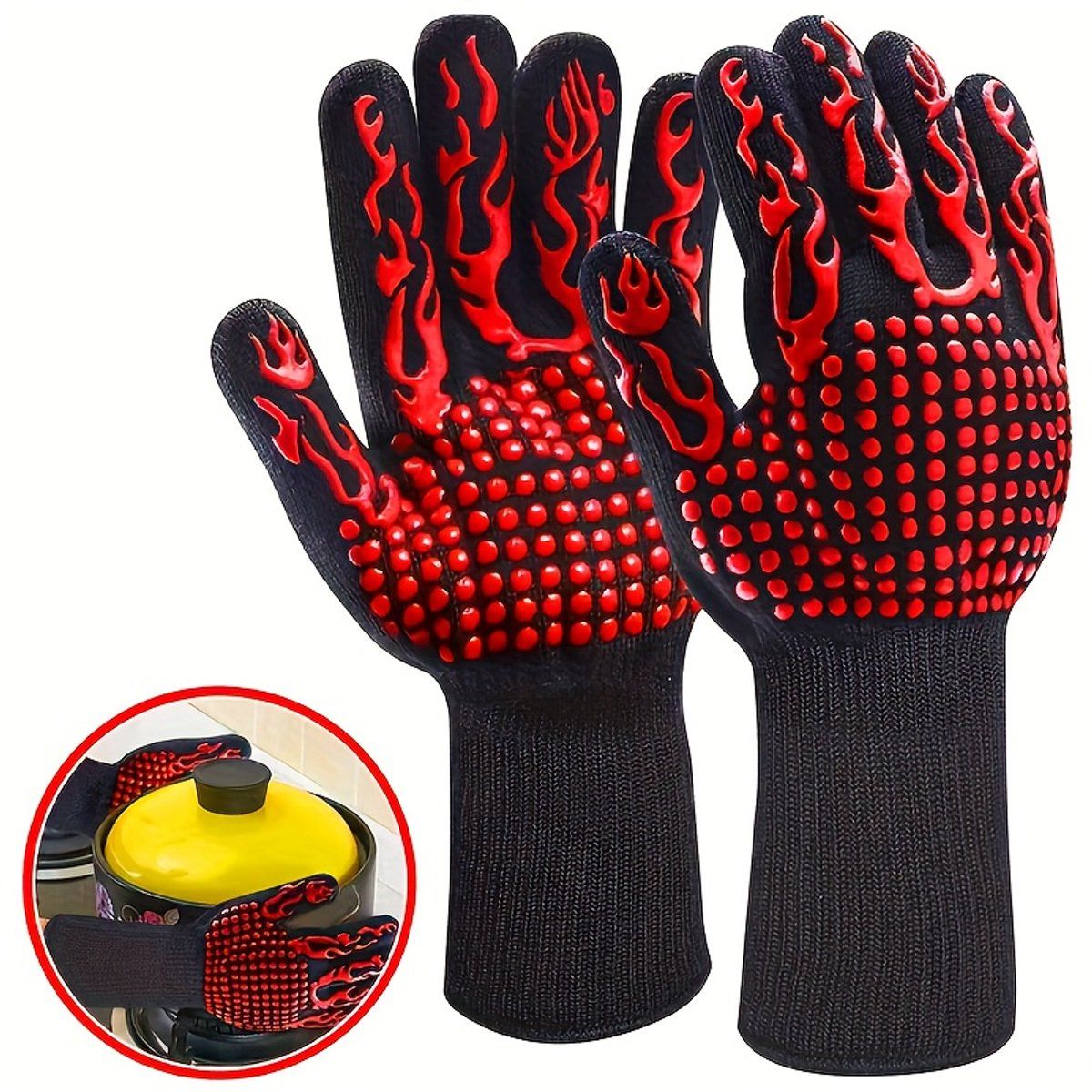 Resistant Kitchen Gloves, Resistant Oven Glove, Pan Trimmer, Safe for Oven, Microwave and Grill, Durable and Textured Grip