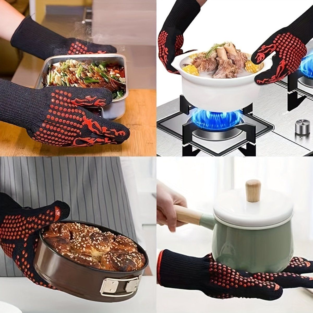 Resistant Kitchen Gloves, Resistant Oven Glove, Pan Trimmer, Safe for Oven, Microwave and Grill, Durable and Textured Grip
