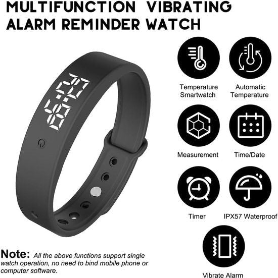 Vibration Alarm Reminder Watch with Silent Wrist Alerts and 10 Time Reminders for Medication, Meals and Daily Schedules, Blue