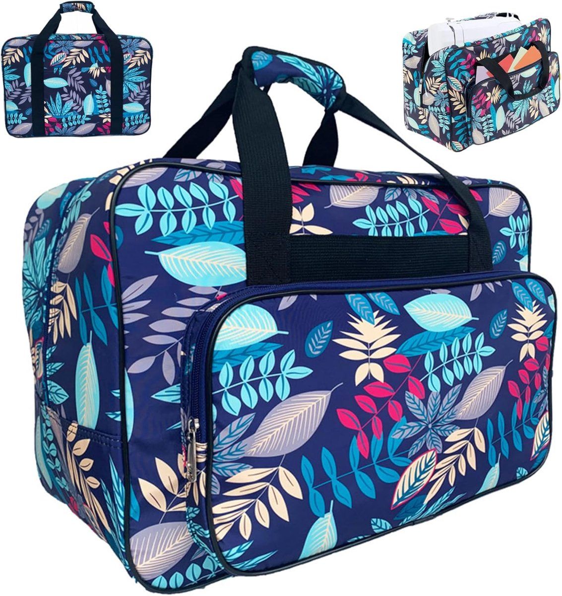 Sewing Machine Bag, Sewing Case, Carrying Bag, Universal Storage Bag, With Compartments and Handle, Light Blue, 46 x 23 x 32 cm