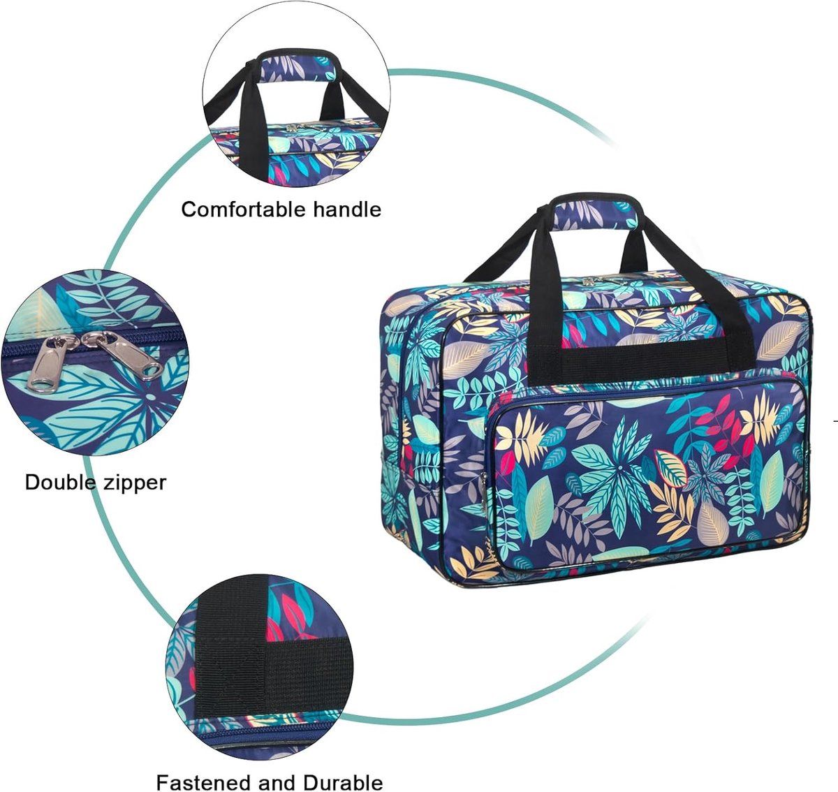 Sewing Machine Bag, Sewing Case, Carrying Bag, Universal Storage Bag, With Compartments and Handle, Light Blue, 46 x 23 x 32 cm