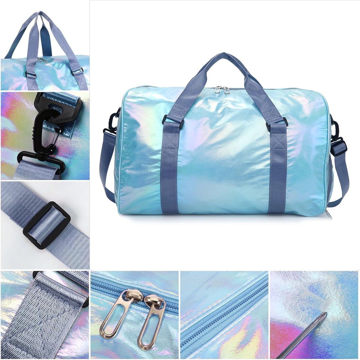 Women's Sports Bag, Girls' Sports Bag, Sports Bag with Shoe Compartment, Waterproof Sports Bag, Children's Dance Kit, Women's Weekend Bag, Blue