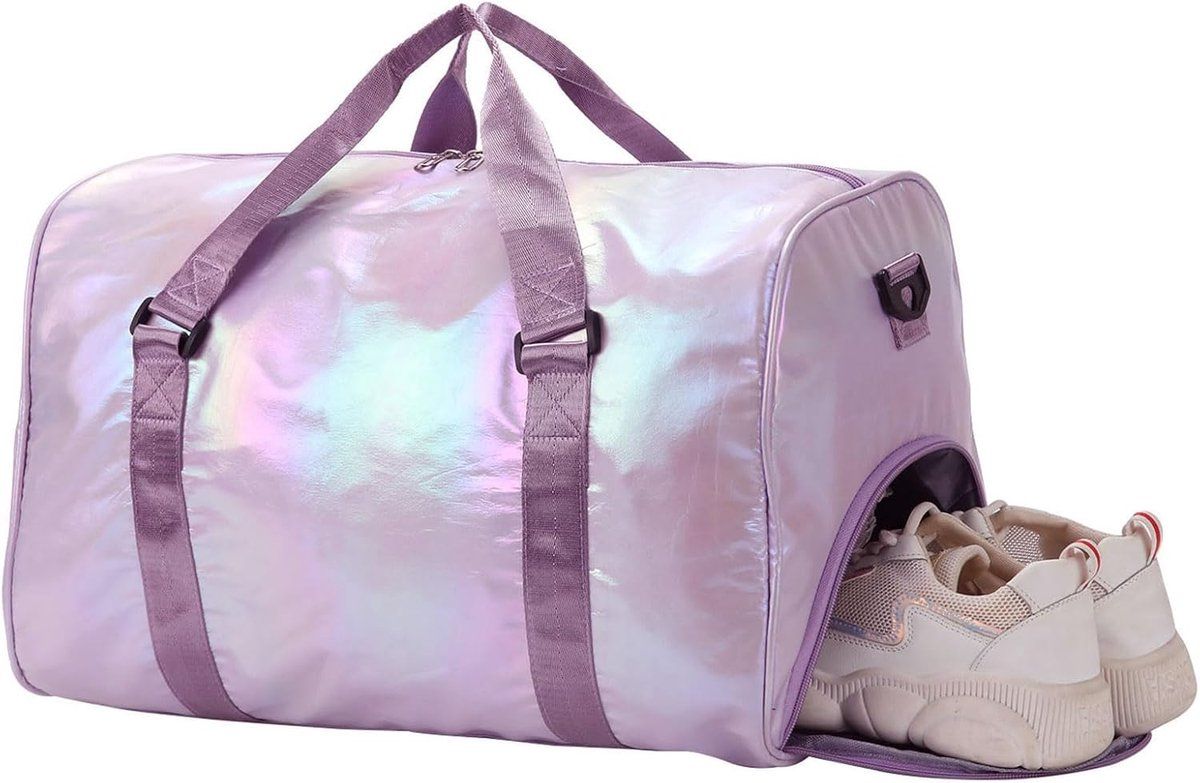 Women's Sports Bag, Girls' Sports Bag, Sports Bag with Shoe Compartment, Waterproof Sports Bag, Children's Dance Kit, Women's Weekend Bag, Purple