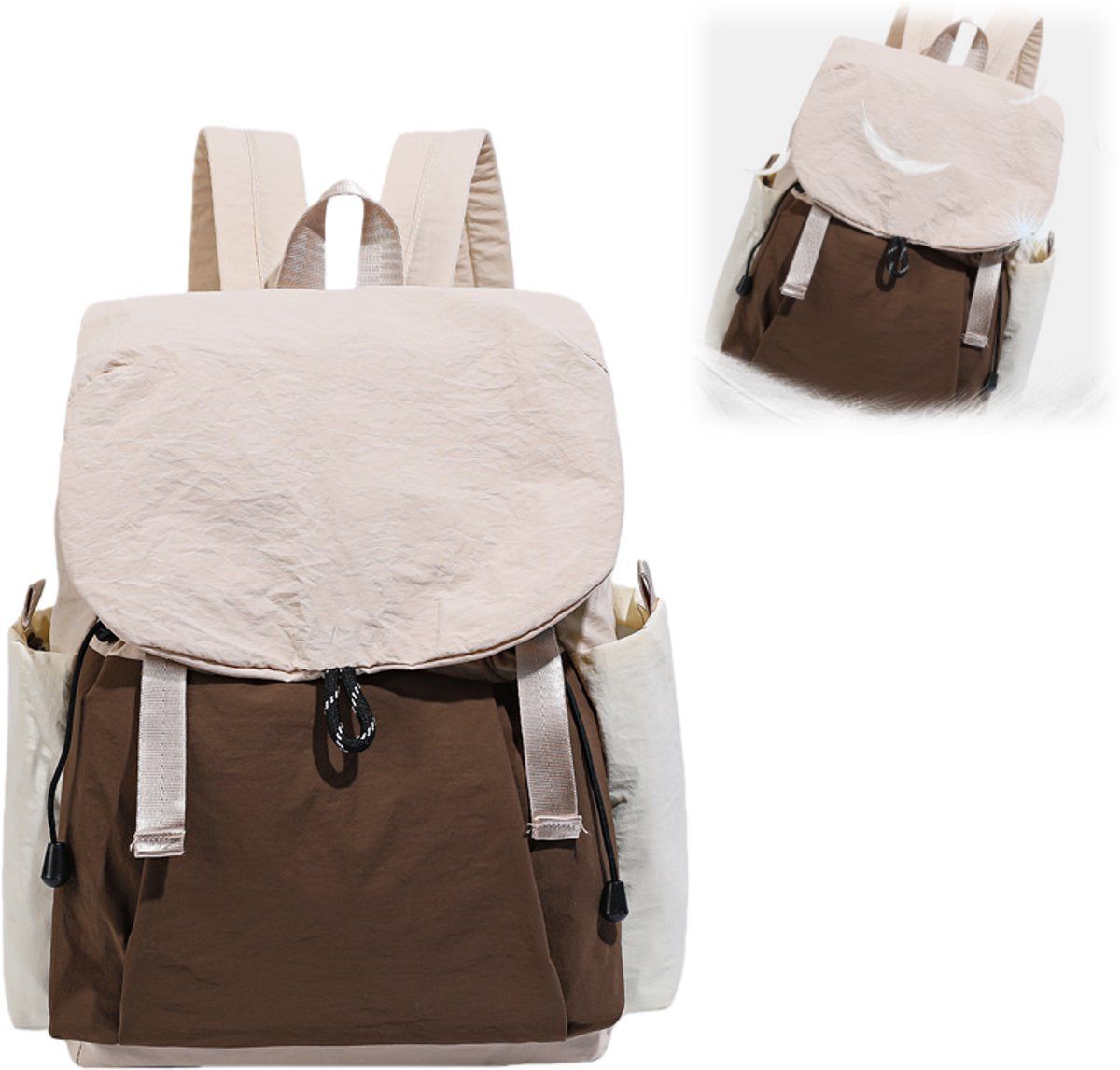Waterproof Travel Backpack with Padded Laptop Compartment, Foldable Daypack for Camping, Hiking and Daily Carry, Khaki, 40 x 30 x 20 cm