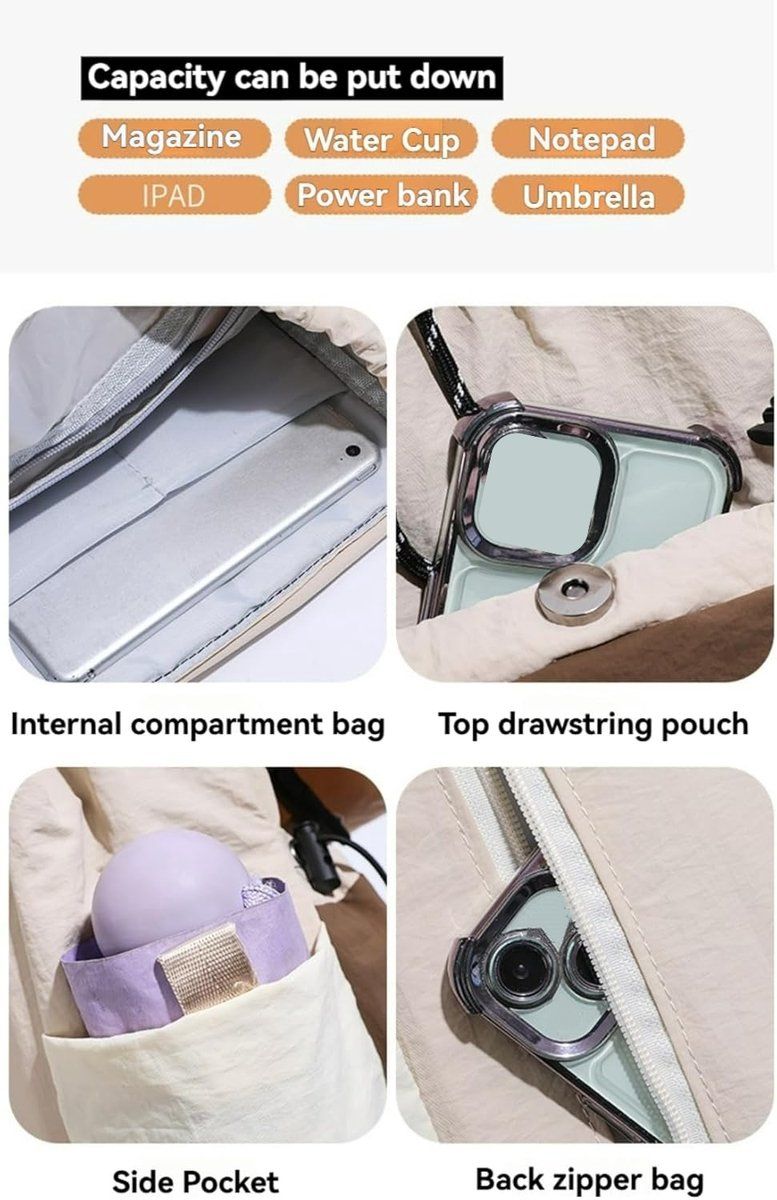 Waterproof Travel Backpack with Padded Laptop Compartment, Foldable Daypack for Camping, Hiking and Daily Carry, Khaki, 40 x 30 x 20 cm