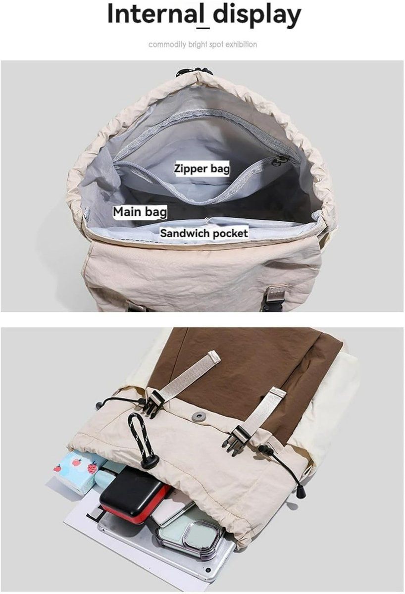 Waterproof Travel Backpack with Padded Laptop Compartment, Foldable Daypack for Camping, Hiking and Daily Carry, Khaki, 40 x 30 x 20 cm