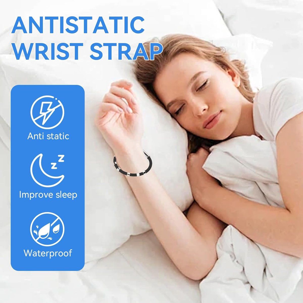 Anti, Static Armband, Silicone Sports Wristband, 8, Eliminates Static Electricity, Waterproof and Washable, For Running and Winter, Black