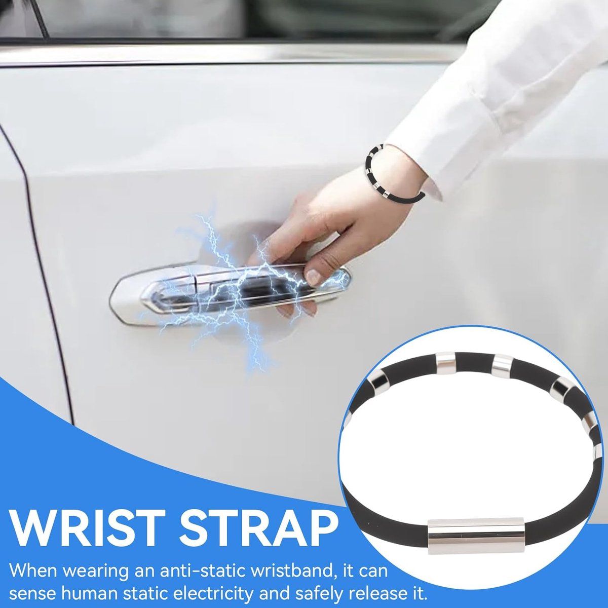 Static Armband, Eliminates static electricity, for winter running, Balances strength, static capability, Waterproof black, 6 x 6 cm