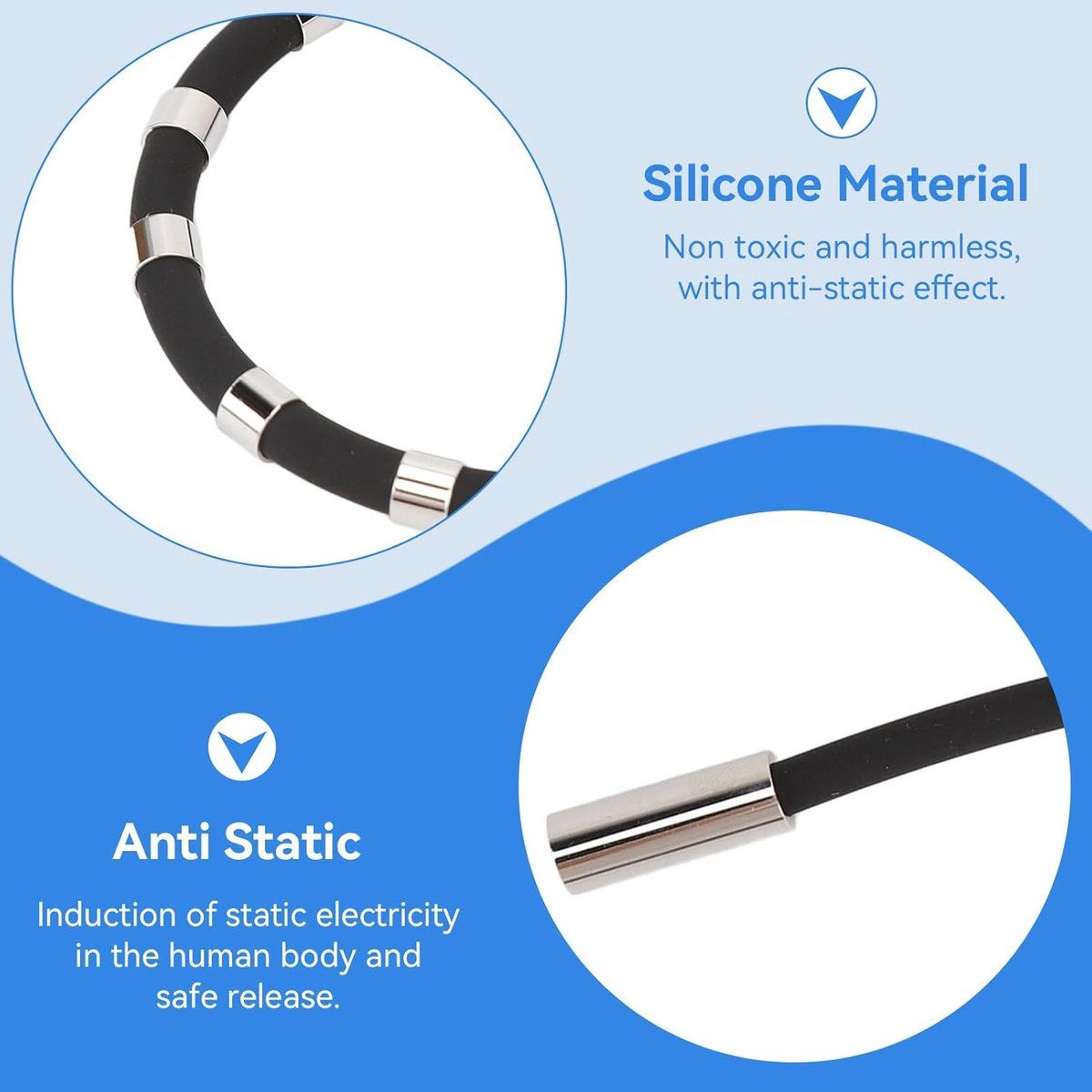 Static Armband, Eliminates static electricity, for winter running, Balances strength, static capability, Waterproof black, 6 x 6 cm