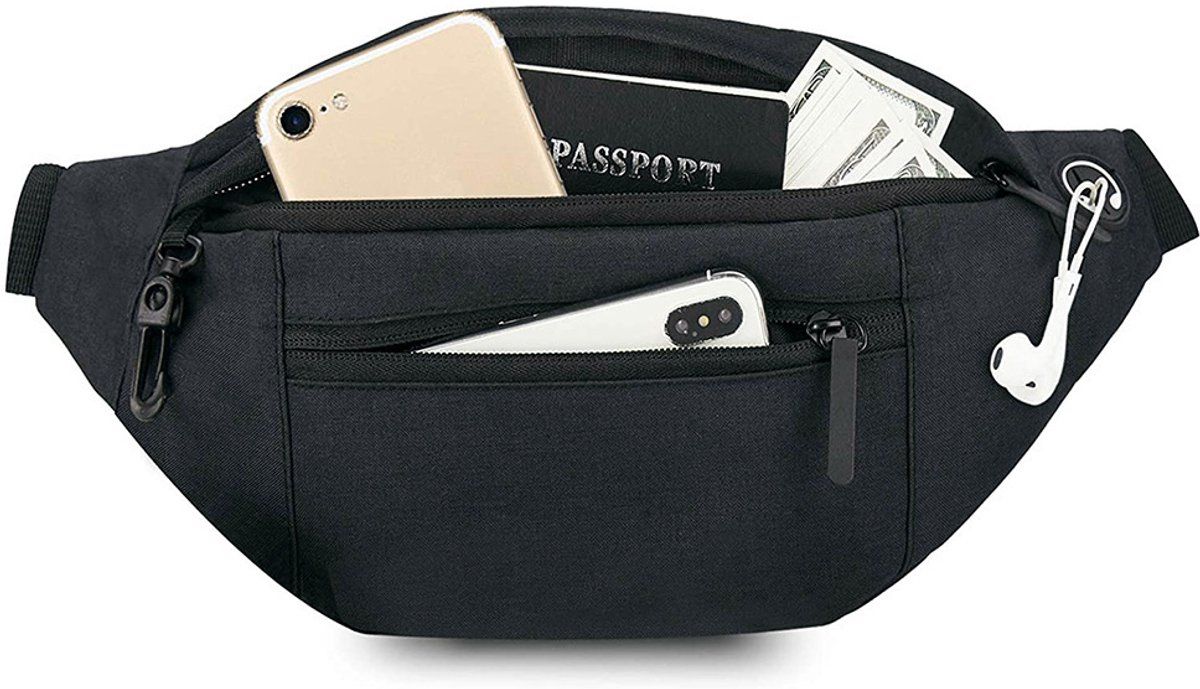 Outdoor Sport Waist Bag, Multifunctional Leisure Travel Crossbody Chest Bag, Waterproof Fitness Running Phone Storage Bag, Black