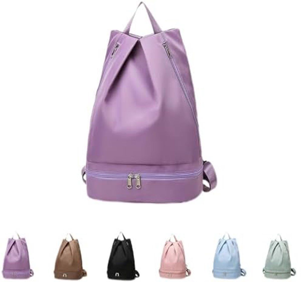Gym Bag, Women's Sports Backpack, Wet Bag with Shoe Compartment, Separation of Wet and Dry Items, Portable Sports Bag, Resistant Quality, Violet