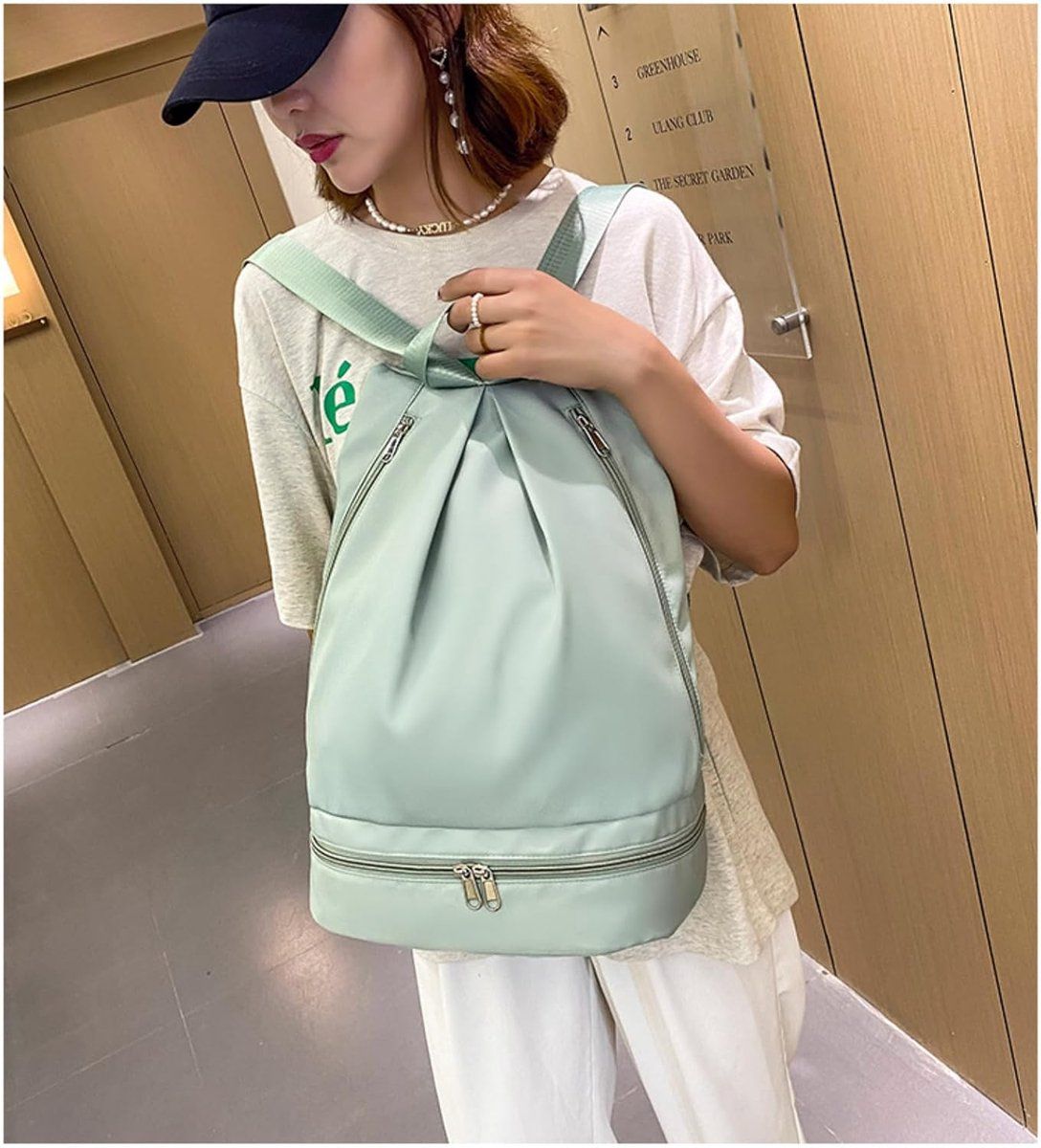 Womens Gym and Swim Bag with Shoe Compartment, Foldable Sports Backpack with Wet Dry Separation for Training and Travel